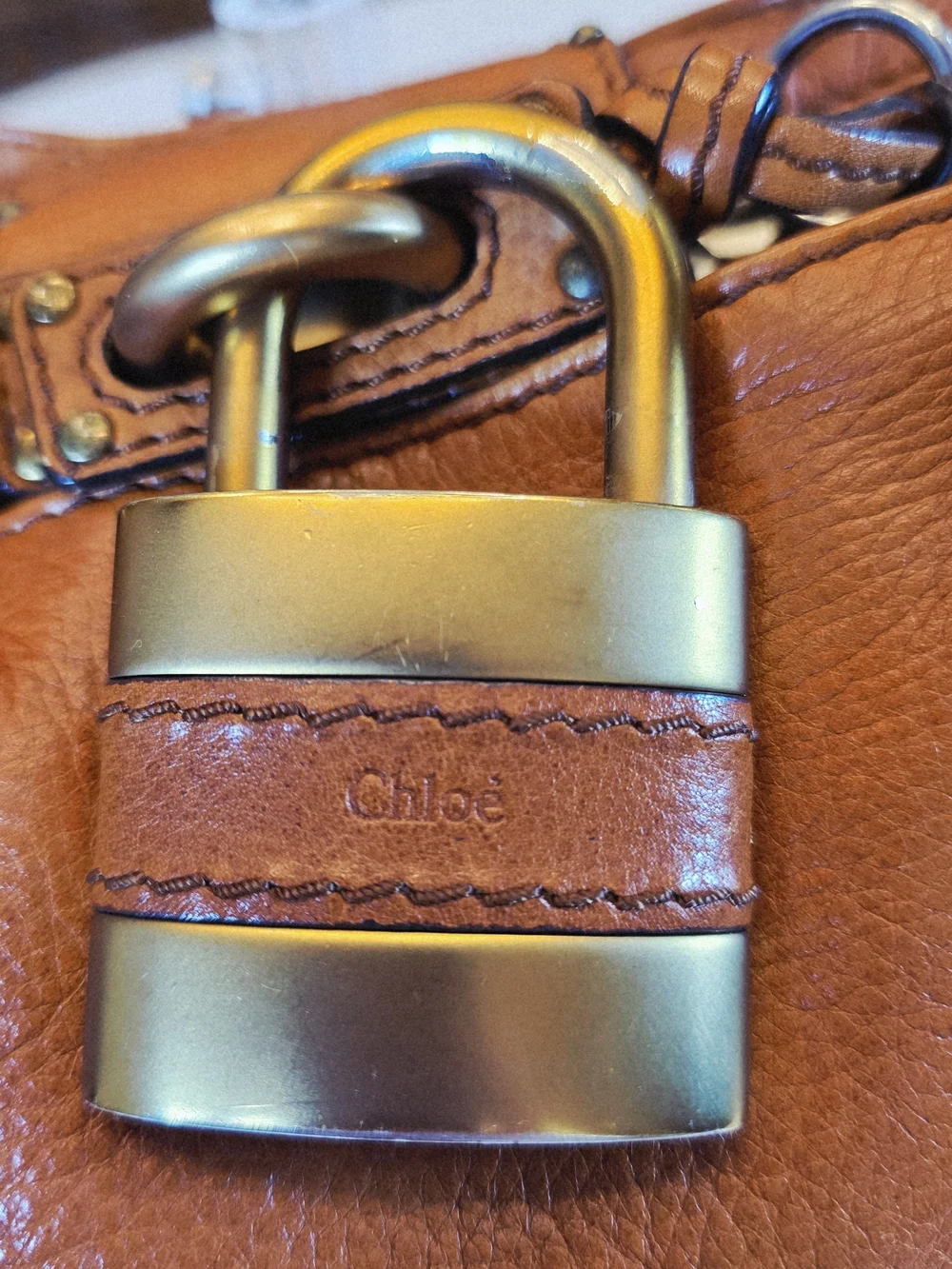 2006 Chloé Paddington Satchel Cognac Pebbled Leather-Lock and Key w COA.